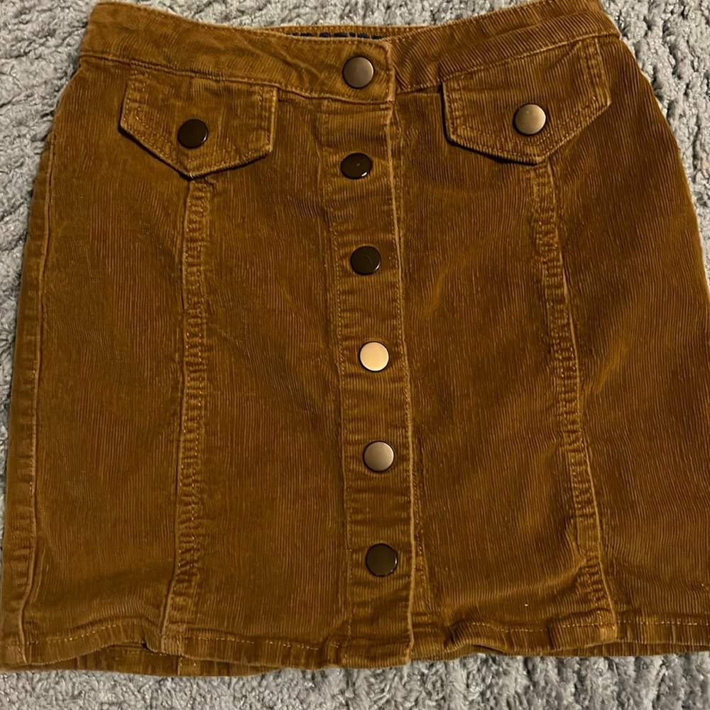 Blue spice corduroy buttoned skirt